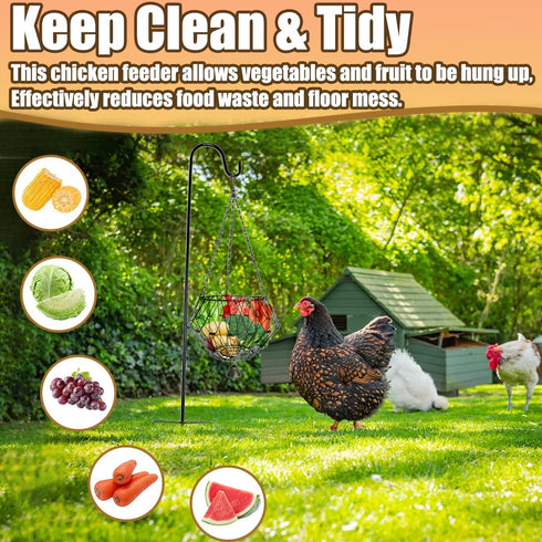 WaiLaDi Hanging Chicken Feeder,Chicken Toys for Coop, Foldable Poultry Vegetable Fruits Feeder Basket with Shepherd's