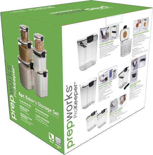 Set 6- Progressive ProKeeper Baker's Airtight Kitchen Storage Canister Container for Flour, Sugar & More, Keeps