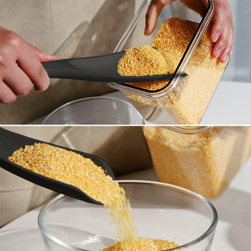 VOVOLY Cooking Spoon for Nonstick Cookware, Silicone Mixing Spoon for Mixing, Scoop, and Scrape (Black-2 pack, 11.4'')
