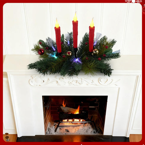 Aokudoni Christmas Decorations: Christmas Table Centerpieces with Artificial Pine Branches Berries Candles Indoor Xmas