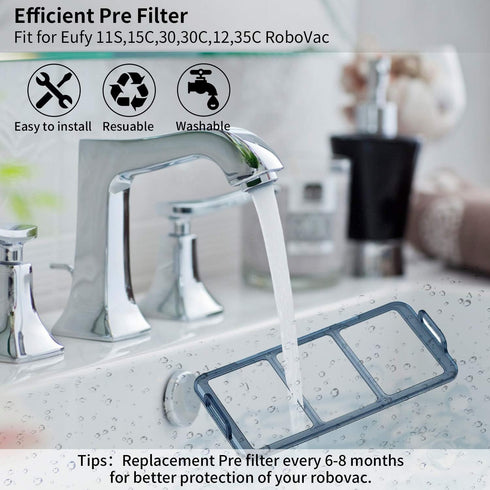 Replacement Parts Kit for Eufy RoboVac 11S, 30, 30C, 15C, 12, 35C - 8 Filters, Brushes, and Accessories