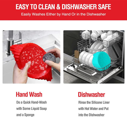 2 Pack Air Fryer Silicone Liners for 3 to 5 QT, Reusable Baking Tray Oven Accessories, Red+Blue