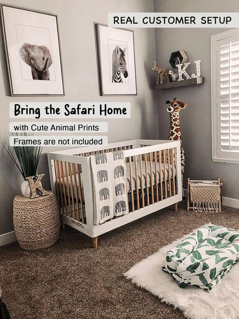 Set 4 8"x10" KIU DESIGNS Nursery Wall Art - Unframed Safari Nursery Decor - of Animal Wall Decor Gift for Baby - Safari