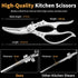 Poultry Shears, Kitchen Scissors for Food, All Purpose Heavy Duty for Chicken Wing/Thigh/Bone, Meat, Quail, Fish
