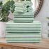 Oliven 8 Pcs Green Cabana Stripe Large Bath Towel Set Oversized Bath
