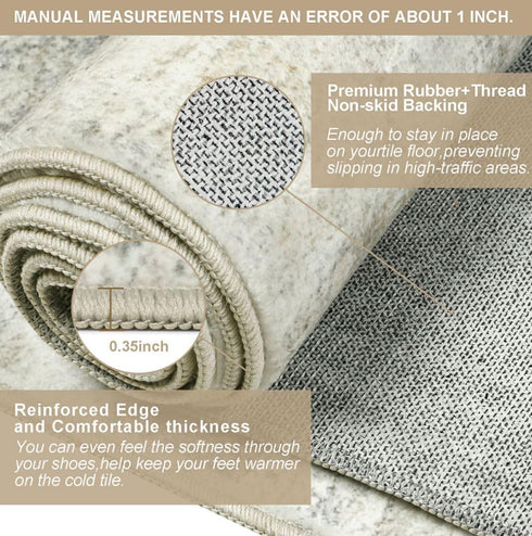 Capslpad Abstract Washable Runner Rug, 2x6 Light Beige Non-Slip for Hallway, Kitchen, Bedroom, Living Room