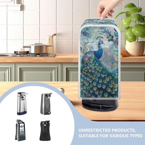 Peacock Can Opener Cover for Kitchen Appliance, Dust Cover for Electric Can Opener, Boho Home Decor