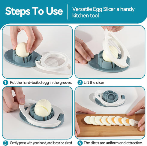 Piunaoa Egg Slicer & Dicer for Hard Boiled Eggs - Heavy Duty Cutter Dicer with Stainless Steel Wire, Cuts Strawberries