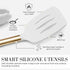 Set 7-Piece White Silicone and Gold Cooking Utensils with Gold Utensil Holder - Silicone Cooking Tools - Ideal
