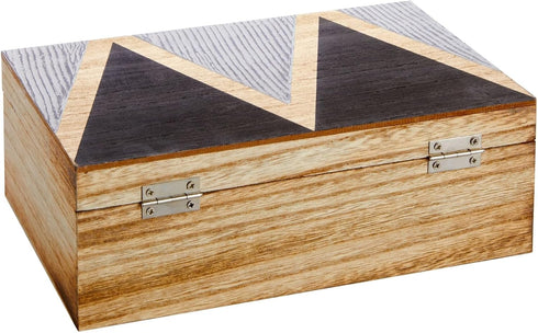 9.5 5.9 3.2 Pack 1, Juvale Wooden Box with Hinged Lid - Jewelry Storage for Rings & Trinkets - Decorative Storage Box