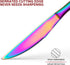 Ultra-Sharp Multi-color Serrated Steak Knives Set, 6-Piece Stainless Steel Cutlery, Dishwasher Safe (Rainbow)