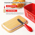 Hasense Large Butter Dish with Lid and Knife, Airtight Butter Keeper Container for Countertop, Red