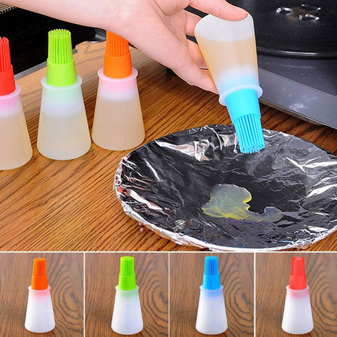 AKOAK 1 Pack Environmentally Friendly Silicone Flat-Bottomed Barbecue Oil Bottle Brush for Kitchen Baking and Cooking
