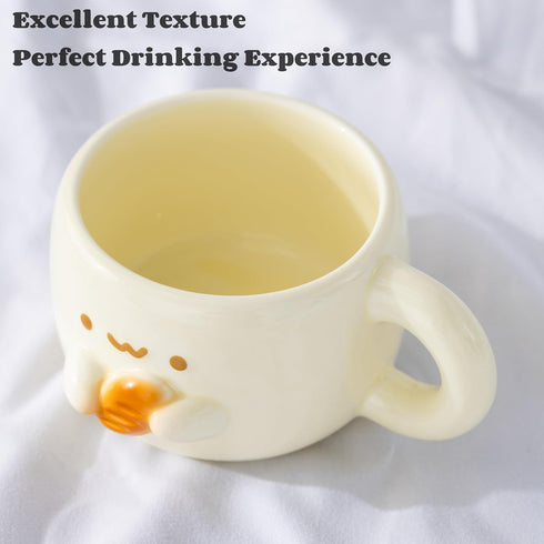 Mugs,10 oz Creative Kawaii Anime Ceramic Coffee Hand-made Tea Cups, Cute Gifts For Women Men Kids (Bread)