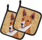 Caroline's Treasures SC9124PTHD Basenji Wipe Your Paws Pair of Pot Holders, Kitchen Heat Resistant, 7 1/2 x 7 1/2