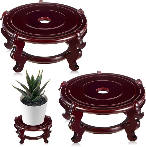Geetery 2 Pcs 4 to 12 in Wooden Plant Stands Indoor Chinese