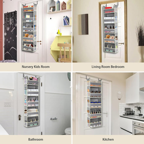 Over The Door Hanging Organizer, 5-Shelves and 10 Side Pockets for Bathroom and Bedroom Storage