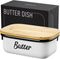 White Butter Dish with Lid - Unbreakable Metal Butter Keeper, Large Container for Fridge, Butter Holder, Storage for