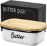 White Butter Dish with Lid - Unbreakable Metal Butter Keeper, Large Container for Fridge, Butter Holder, Storage for