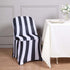 2" 160GSM Efavormart Black & White Striped Spandex Stretch Fitted Folding Chair Cover with Foot Pockets - Premium