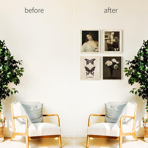 QIAOMICS Vintage Wall Art Prints, Rustic Aesthetic Farmhouse Poster, Flower Landscape Painting