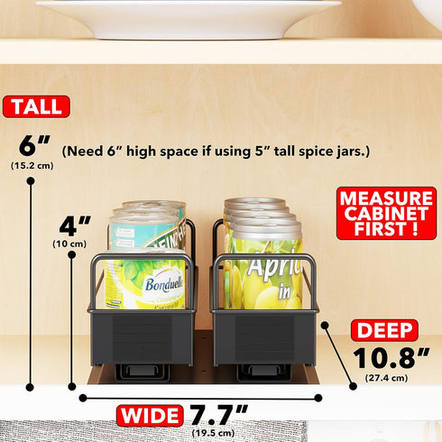 7.7" x10.8 x4 2 1-Tier SpaceAid Pull Out Spice Rack Organizer for Cabinet, Heavy Duty Slide Out Seasoning Kitchen