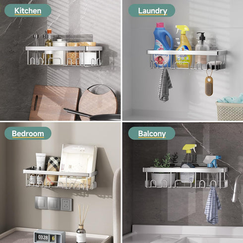 5-Pack,Heavy Veken Adhesive Shower Caddy Weight Bearing,Large Wall Mounted Shower Shelves Rack,Organizer Storage