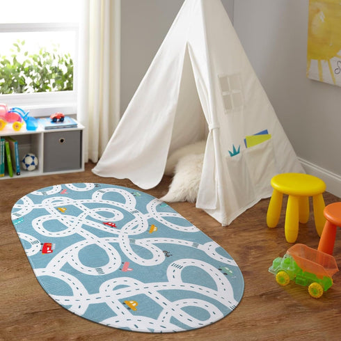 3'x5' STARUIA Small Road Rug for Kids Room, Washable Kids Play Rug for Baby Nursery, Non-Slip Car Rugs for Playroom