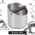 Stainless Steel Italian Espresso Tapping Box with Detachable Rod & Anti-Slip Rubber Base (Silver-S)