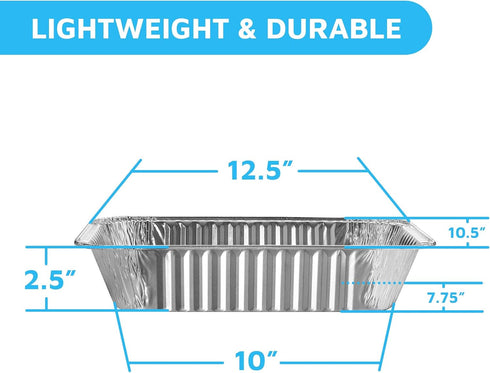 MontoPack Half Size Aluminum Foil Pans, 9x13 Tins for Cooking, Baking & Catering | Heavy Duty Disposable Cookware (20