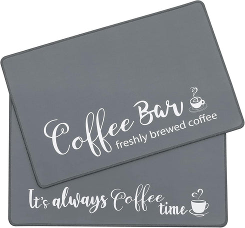 SHACOS Coffee Mat 2pcs 12x19 Inch Non-Slip Absorbent Rubber Coffee Bar Mats for Countertop Accessories