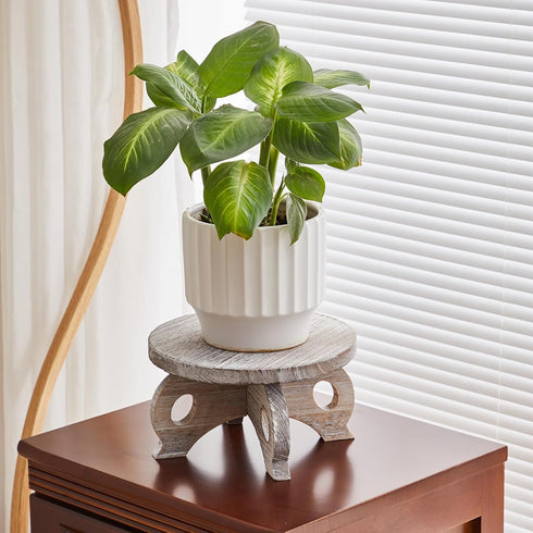 VZODESR Plant Stools Indoor Wooden Stool for Plants Flower Display with Stand Farmhouse Indoor Small Plant Stand Riser