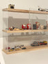 ELEpure 2 15.55" 3.78" 10.8" Clear Acrylic Display Shelf Case for Mini Funko Pop, Wooden Display Stand for POP MART
