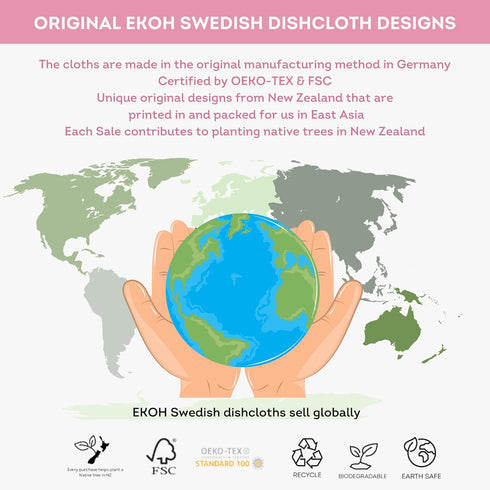 12 Pack, EKOH Swedish DishCloths for Kitchen Reusable Paper Towels Washable, Eco-Friendly Cellulose Sponge, Microfiber