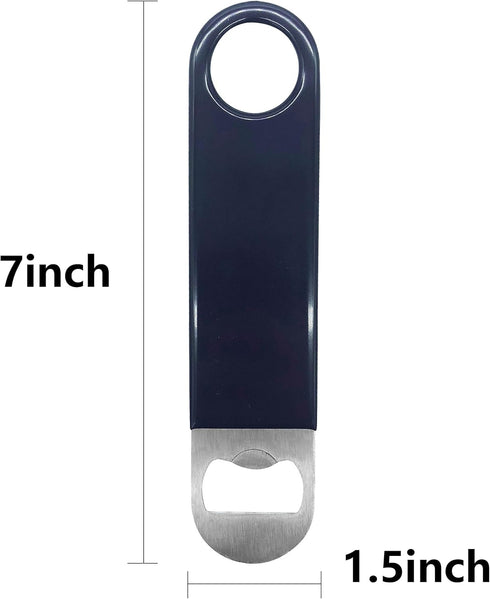 3 Pack Bottle Openers - Stainless Steel Flat Beer Bottle Openers, 7 Inches, Exquisite Packaging, Red, Black, Blue