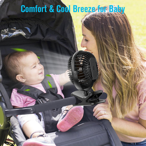BESKAR Portable Clip on Fan Rechargeable, 4 Speeds Small Battery Operated Fan, USB Desk Fan with Strong Airflow, Sturdy Clamp for Golf Cart Office Outdoor Travel Camping by BESKAR