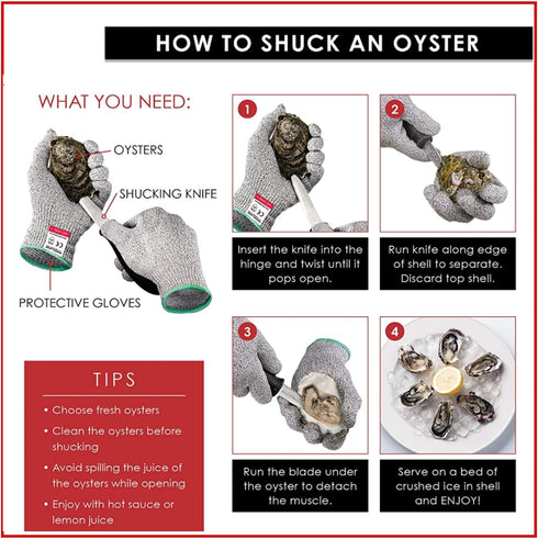 Oyster Shucking Kit, 2 Knives and 1 Cut Resistant Gloves, Oyster Shucker and Opener