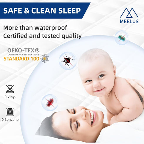 King Mattress Protector, Waterproof Quilted Mattress Pad, Fitted Deep Pocket 8"-21", Breathable Noiseless Soft Cooling