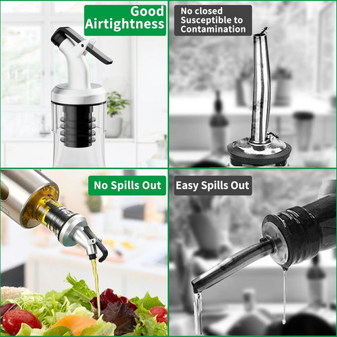 4 Pack 17oz/500 ml Set SINYWAY Oil Dispenser Bottle, Glass Olive Oil Dispenser Bottle with Shelf, Oil and Vinegar