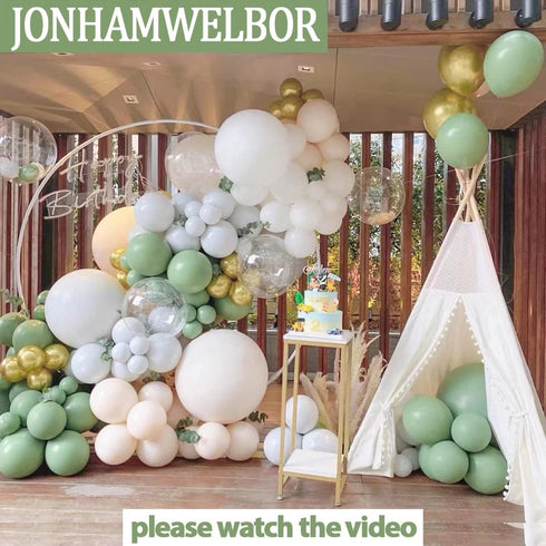 Jonhamwelbor Sage Green Balloons, Olive Green Eucalyptus Green, 100 Pack 12 Inch Matte Latex Balloons