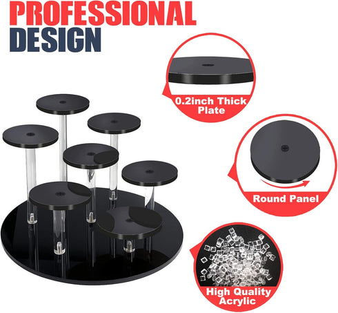 Eco Moda 7-Tier Acrylic Display Stand - Black Action Figure Stand - Multilevel Acrylic Risers for Display - Collection
