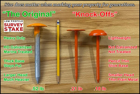 4 Pack Survey Marker - - Low Profile Survey Stakes (Hi-Vis Orange)
