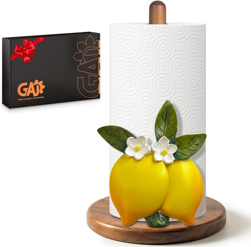 GAJ Lemon Paper Towel Holder - Lemon Decor for Kitchen Farmhouse Bathroom Countertop