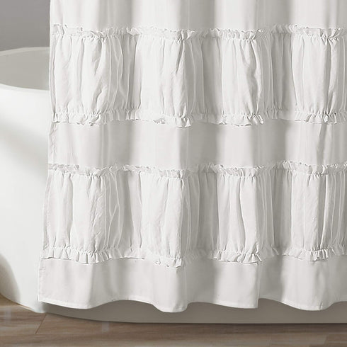 Lush Decor White Nova Ruffle Shower Curtain - 72" x 72"