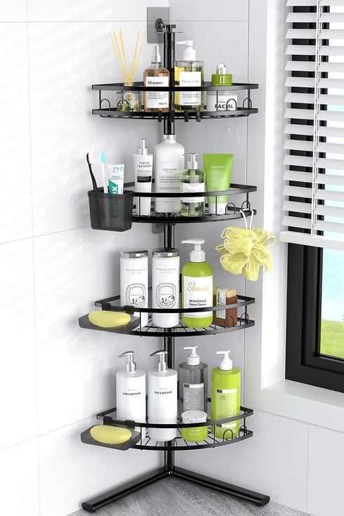 Aitatty Corner Shower Caddy Standing: 4-tier Rustproof Shower Organizer Shelf - Floor
