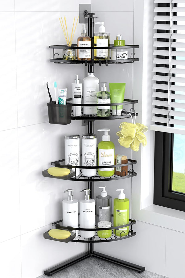 Aitatty Corner Shower Caddy Standing: 4-tier Rustproof Shower Organizer Shelf - Floor