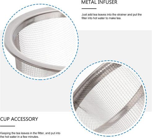 Luxshiny 8Pcs Stainless Steel Tea Strainer Insert, Metal Mesh Infuser for Loose Tea Leaves, Replacement for Teapot