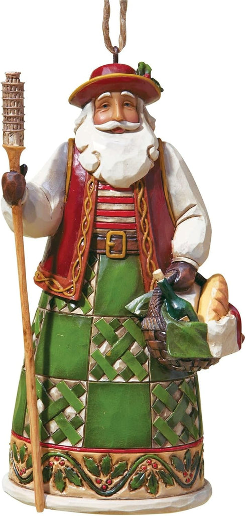 Enesco Jim Shore Heartwood Creek Italian Santa Hanging Ornament, 4.75, Multi Color, Stone Resin