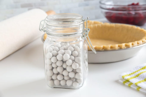 Fox Run Ceramic Pie Crust Baking Weights, 8.8-Ounce, Includes Glass Storage Jar