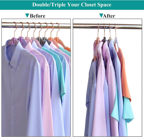 Clothes Hanger Connector Hooks, Mini Cascading Hanger Hooks for Velvet Huggable Hangers, Heavy Duty Space Saving, 60